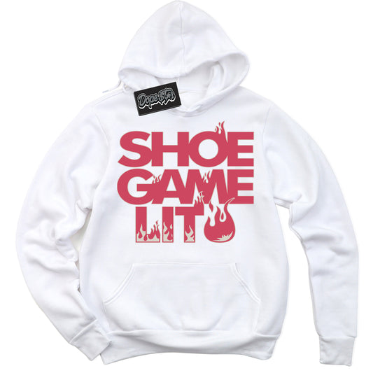Cool White Hoodie with “Shoe Game Lit ” design that Perfectly Matches Next Nature Aster Pink Dunk.