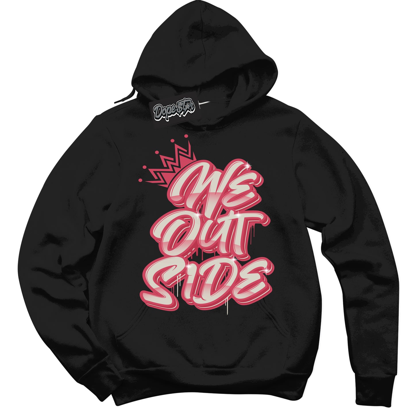 Cool Black Hoodie with “We Outside” design that Perfectly Matches Next Nature Aster Pink Dunk.