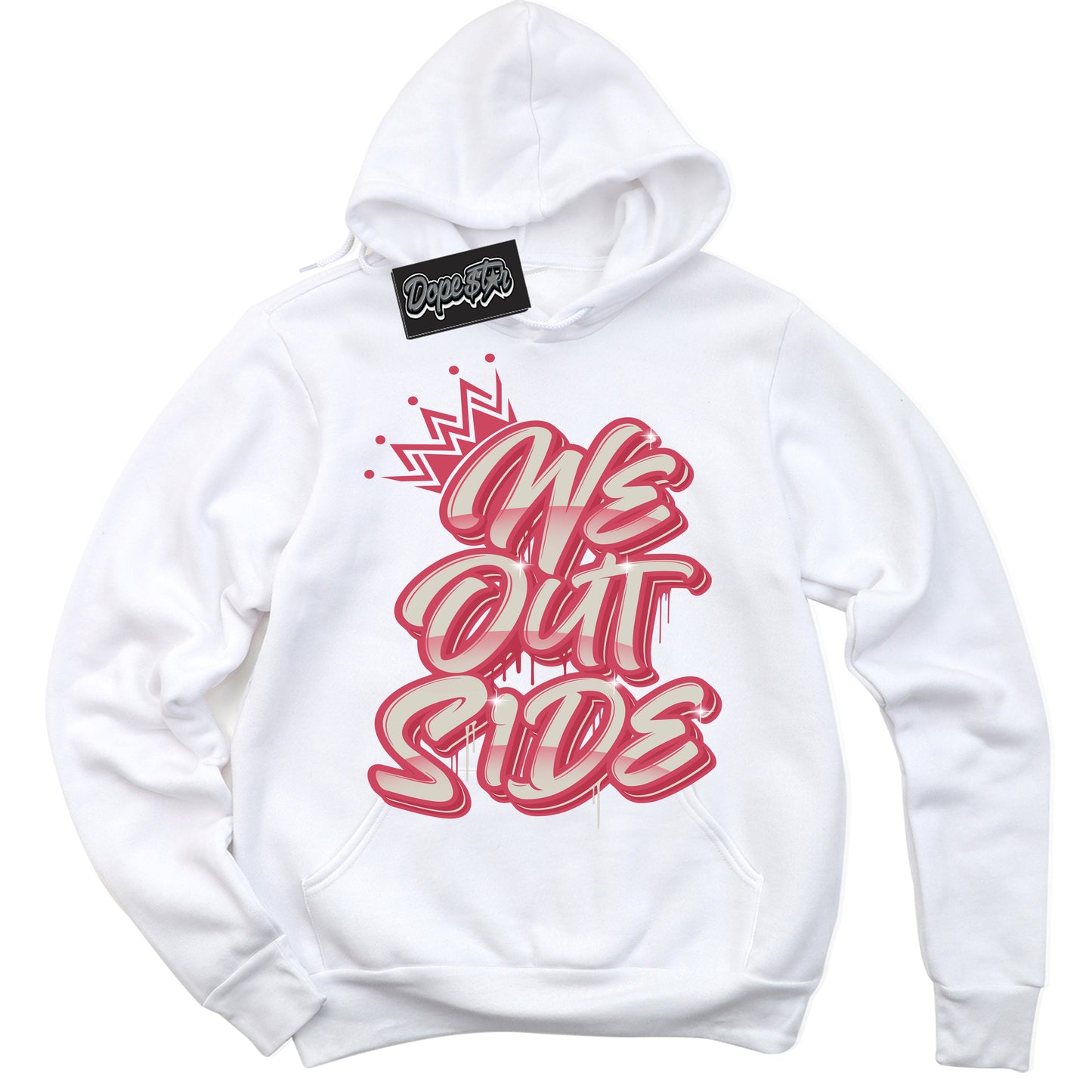 Cool White Hoodie with “We Outside” design that Perfectly Matches Next Nature Aster Pink Dunk.