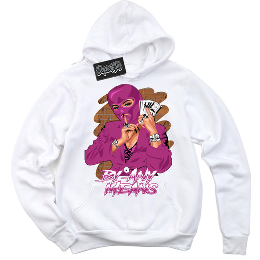 Cool White Hoodie with “By Any Means” design that Perfectly Matches Next Nature Hot Fuchsia Dunk.
