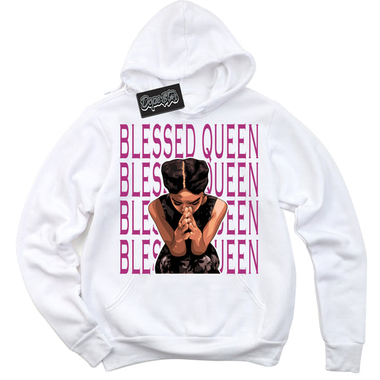 Cool White Hoodie with “Blessed Queen” design that Perfectly Matches Next Nature Hot Fuchsia Dunk.
