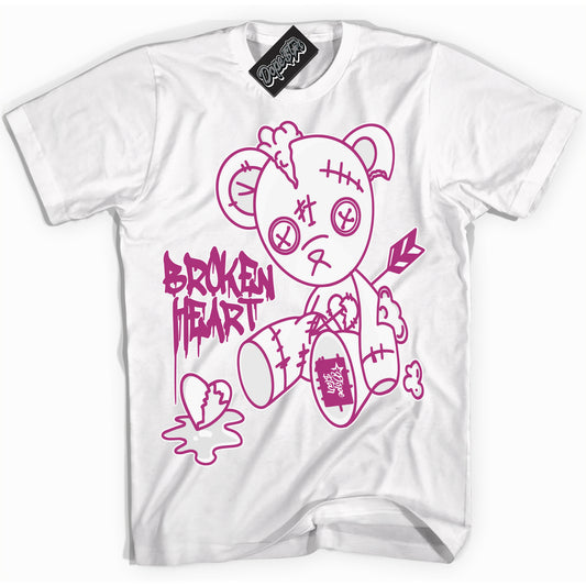 Cool White Shirt with “Broken Heart Bear” design that perfectly matches Next Nature Hot Fuchsia Dunk.
