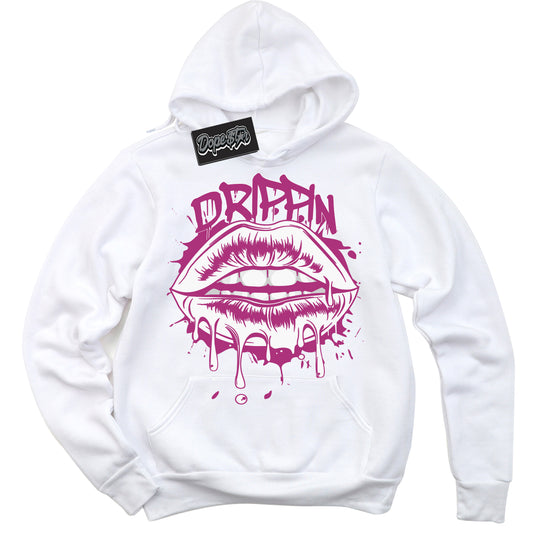 Cool White Hoodie with “Drippin” design that Perfectly Matches Next Nature Hot Fuchsia Dunk.
