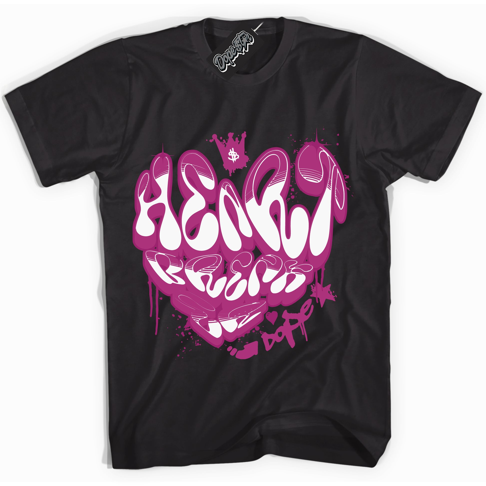 Cool Black Shirt with “Heartbreaker Graffiti” design that perfectly matches Next Nature Hot Fuchsia Dunk.
