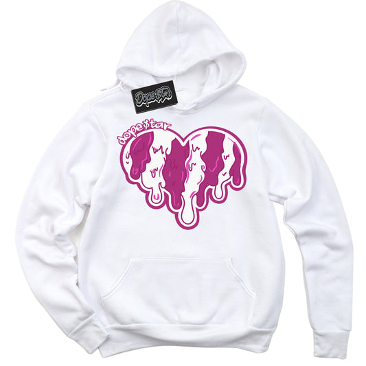 Cool White Hoodie with “Melting Heart” design that Perfectly Matches Next Nature Hot Fuchsia Dunk.
