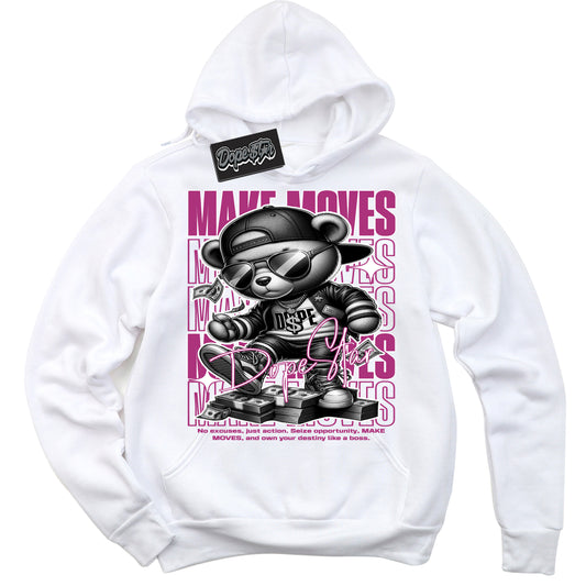 Cool White Hoodie with “Make Moves” design that Perfectly Matches Next Nature Hot Fuchsia Dunk.
