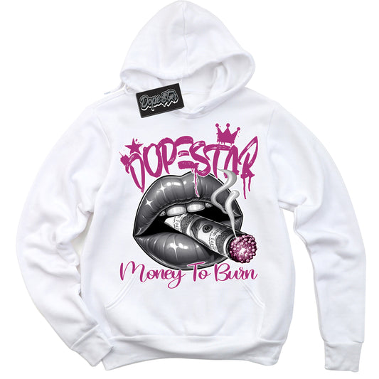 Cool White Hoodie with “Money To Burn” design that Perfectly Matches Next Nature Hot Fuchsia Dunk.

