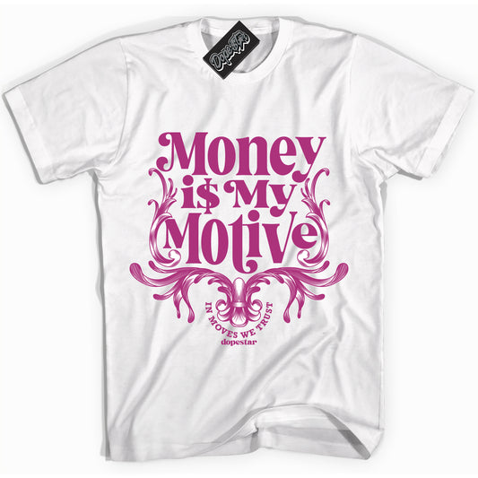 Cool White Shirt with “Money Is My Motive” design that perfectly matches Next Nature Hot Fuchsia Dunk.
