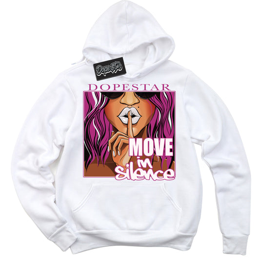 Cool White Hoodie with “Move In Silence” design that Perfectly Matches Next Nature Hot Fuchsia Dunk.

