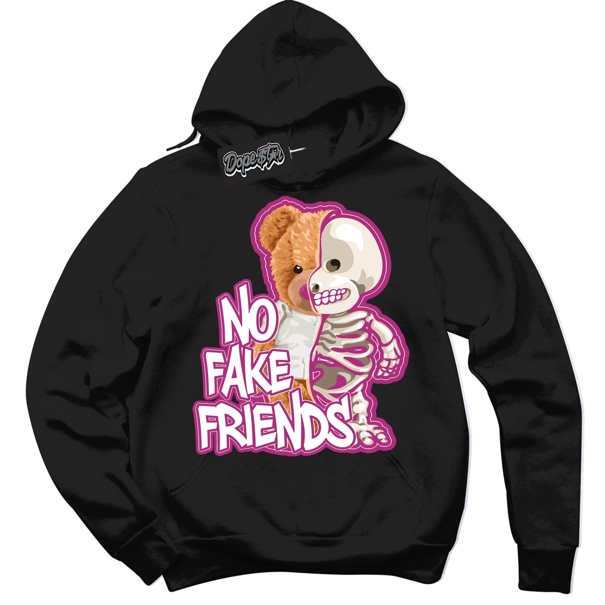 Cool Black Hoodie with “No Fake Friends” design that Perfectly Matches Next Nature Hot Fuchsia Dunk.
