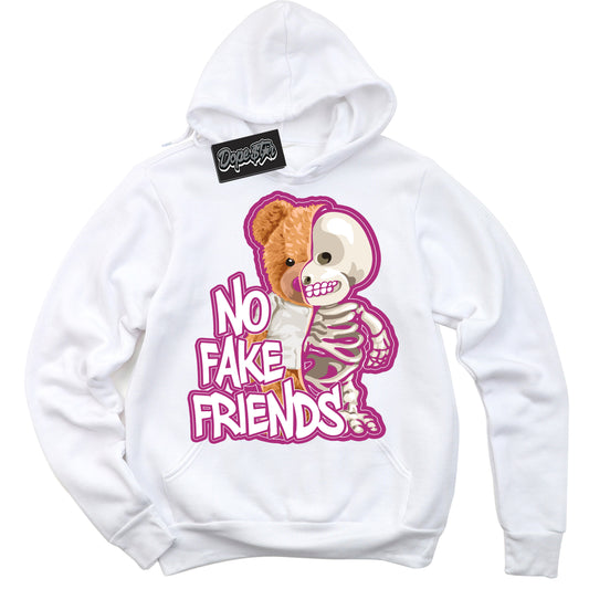 Cool White Hoodie with “No Fake Friends” design that Perfectly Matches Next Nature Hot Fuchsia Dunk.
