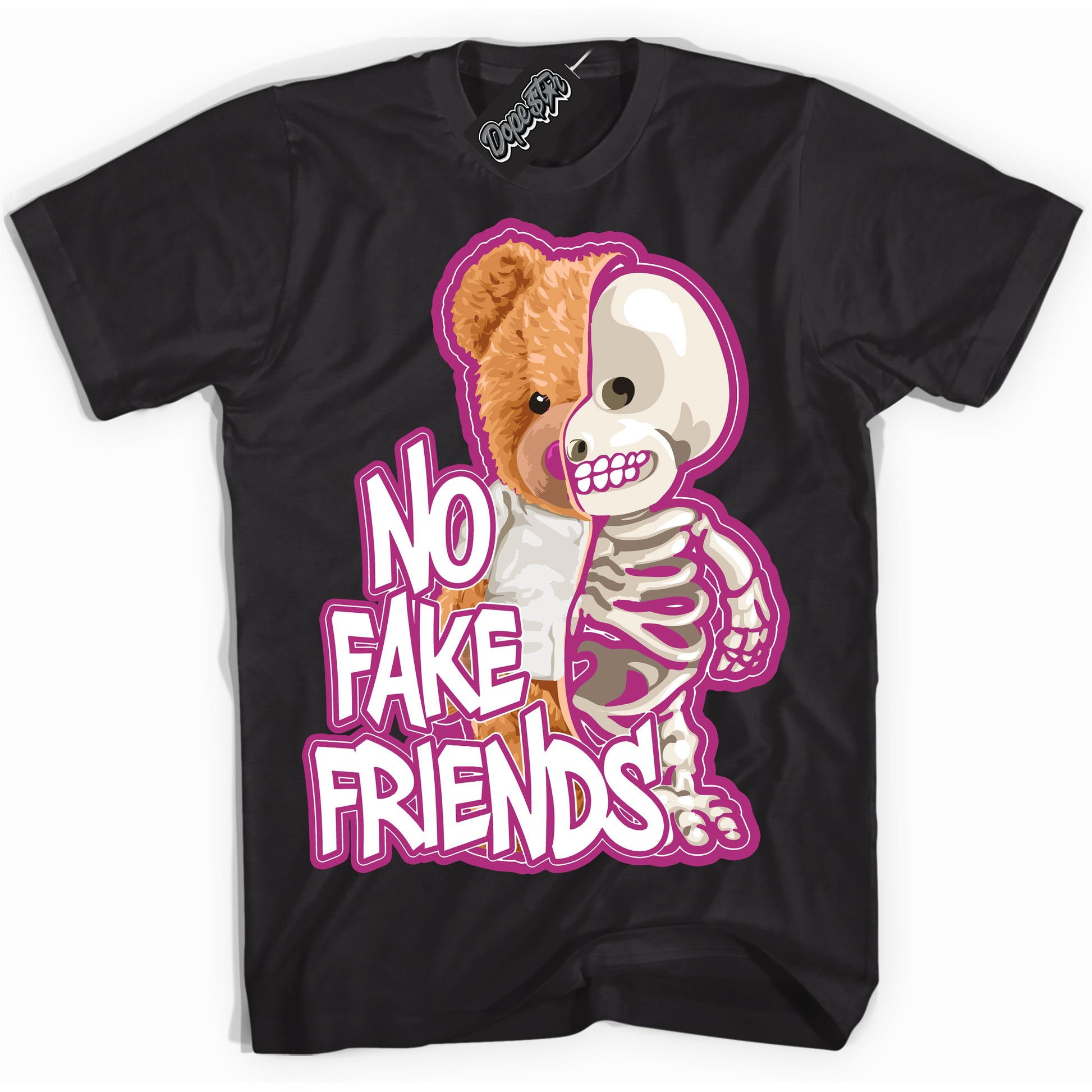Cool Black Shirt with “No Fake Friends” design that perfectly matches Next Nature Hot Fuchsia Dunk.
