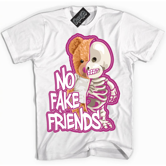 Cool White Shirt with “No Fake Friends” design that perfectly matches Next Nature Hot Fuchsia Dunk.
