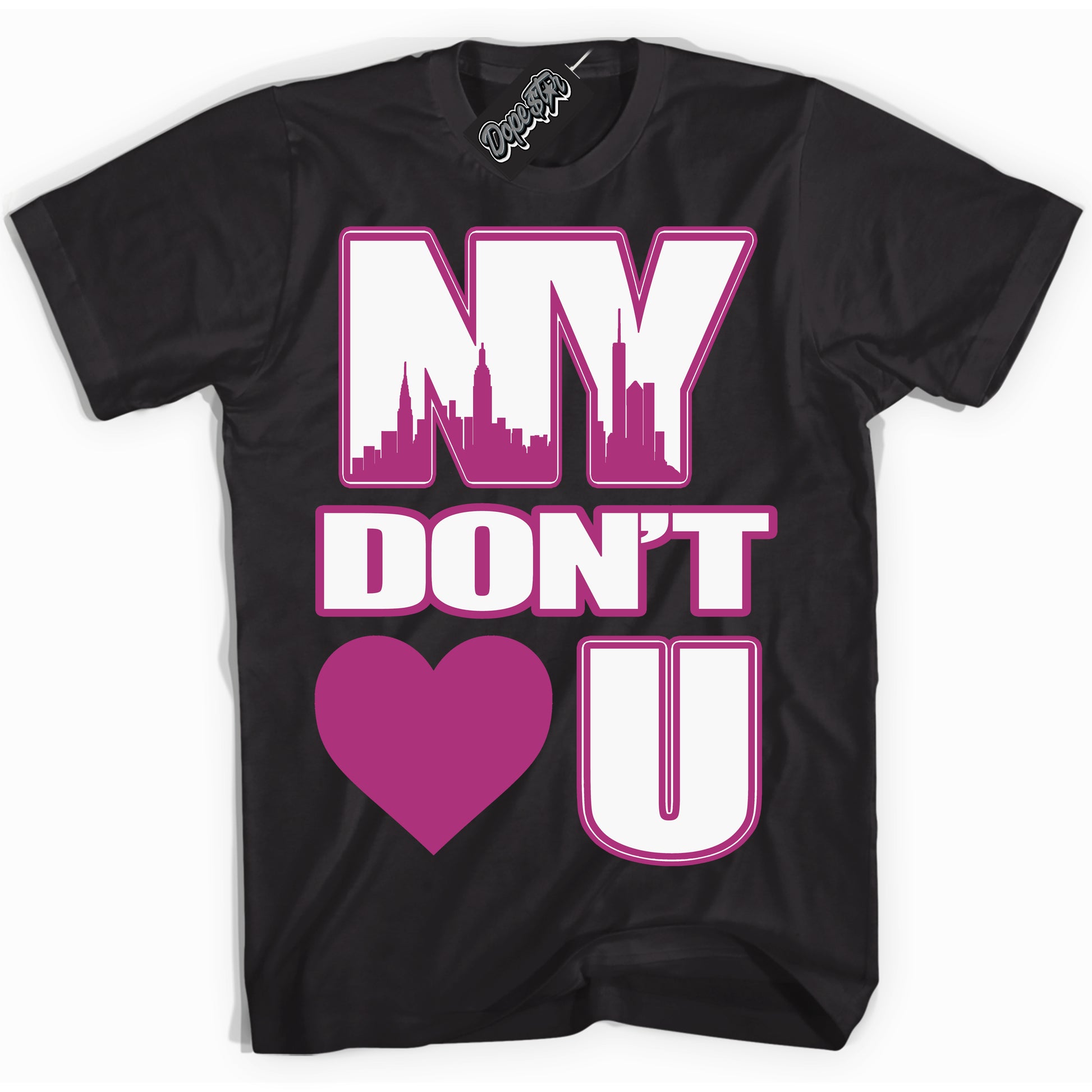 Cool Black Shirt with “NY Don't Love You” design that perfectly matches Next Nature Hot Fuchsia Dunk.
