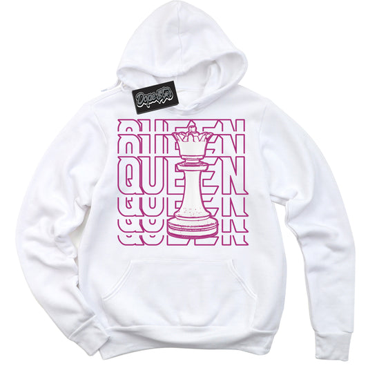 Cool White Hoodie with “Queen Chess” design that Perfectly Matches Next Nature Hot Fuchsia Dunk.
