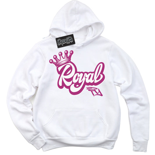 Cool White Hoodie with “Royalty” design that Perfectly Matches Next Nature Hot Fuchsia Dunk.
