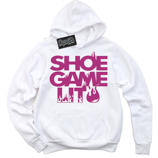 Cool White Hoodie with “Shoe Game Lit” design that Perfectly Matches Next Nature Hot Fuchsia Dunk.
