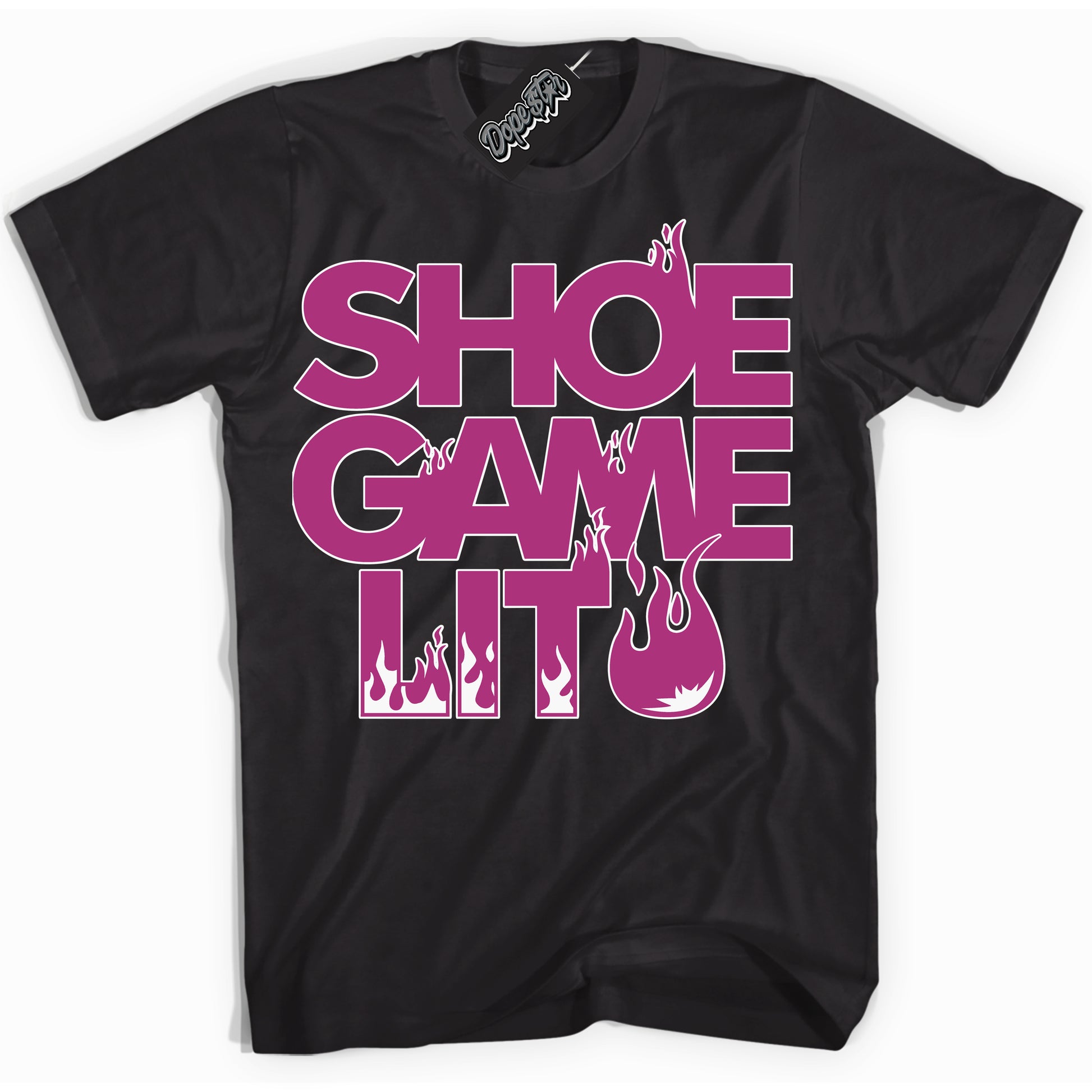 Cool Black Shirt with “Shoe Game Lit” design that perfectly matches Next Nature Hot Fuchsia Dunk.
