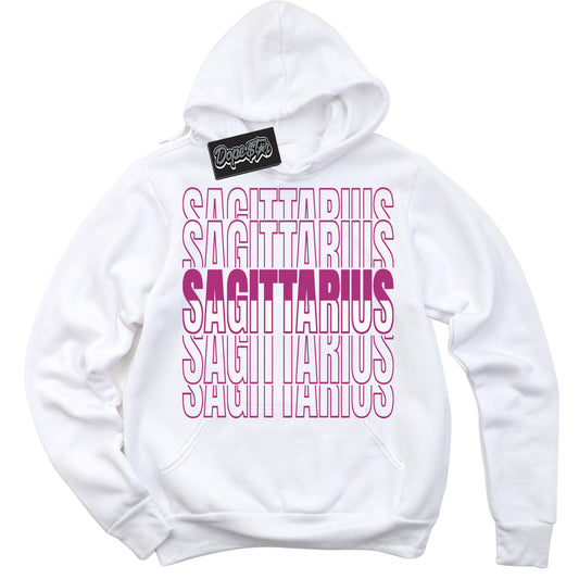 Cool White Hoodie with “Sagittarius” design that Perfectly Matches Next Nature Hot Fuchsia Dunk.
