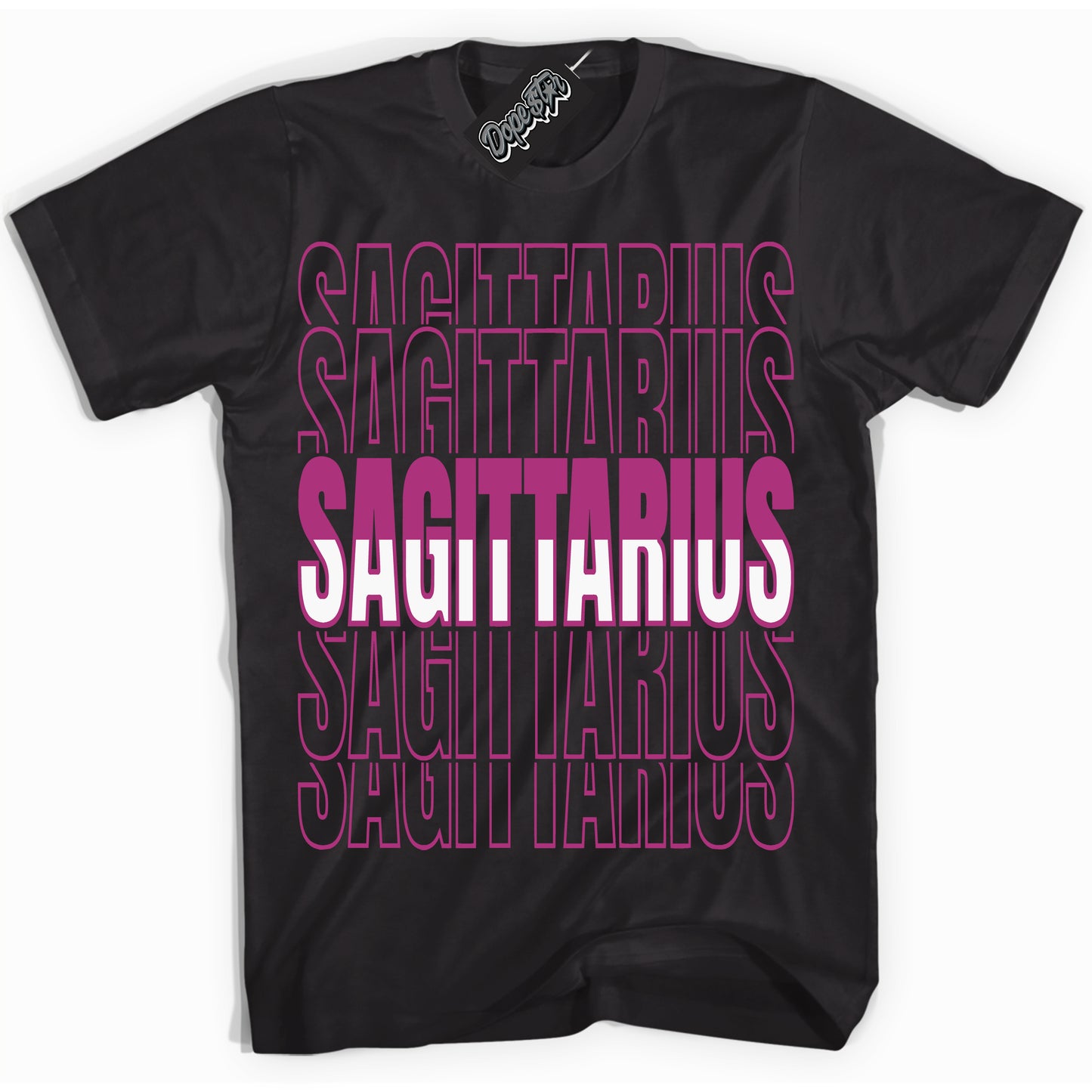 Cool Black Shirt with “Sagittarius” design that perfectly matches Next Nature Hot Fuchsia Dunk.
