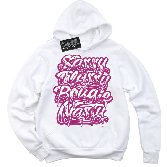 Cool White Hoodie with “Sassy Classy” design that Perfectly Matches Next Nature Hot Fuchsia Dunk.
