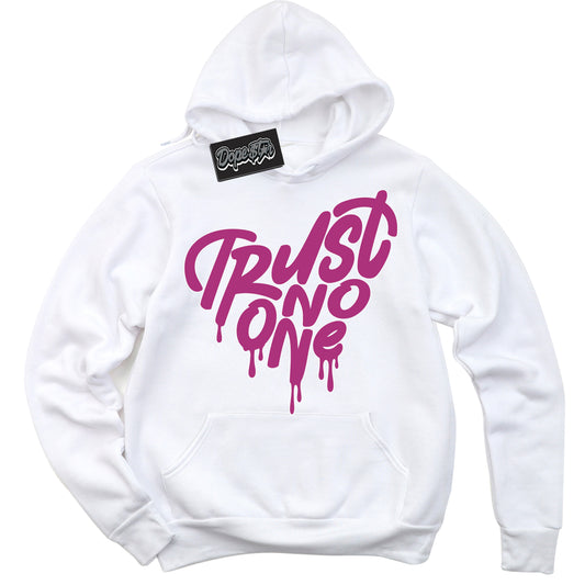 Cool White Hoodie with “Trust No One Heart” design that Perfectly Matches Next Nature Hot Fuchsia Dunk.
