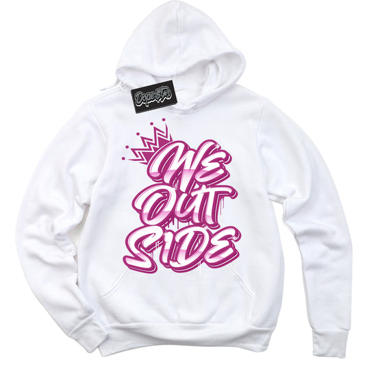 Cool White Hoodie with “We Outside” design that Perfectly Matches Next Nature Hot Fuchsia Dunk.
