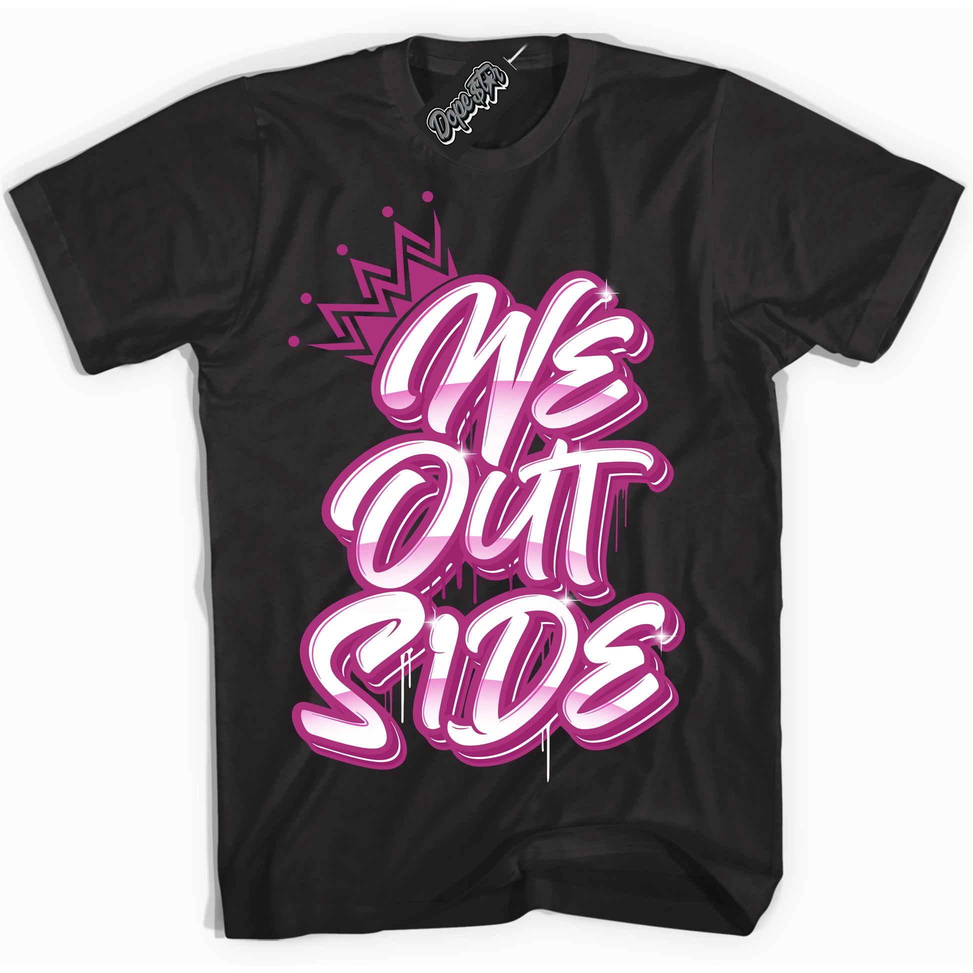 Cool Black Shirt with “We Outside” design that perfectly matches Next Nature Hot Fuchsia Dunk.
