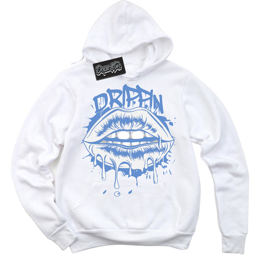 Cool White Hoodie with “ Drippin ”  design that Perfectly Matches Polar Blue Dunk.