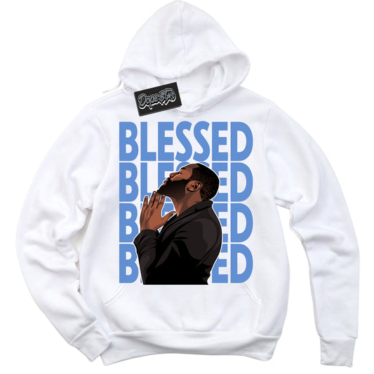 Cool White Hoodie with “ God Blessed ”  design that Perfectly Matches Polar Blue Dunk.