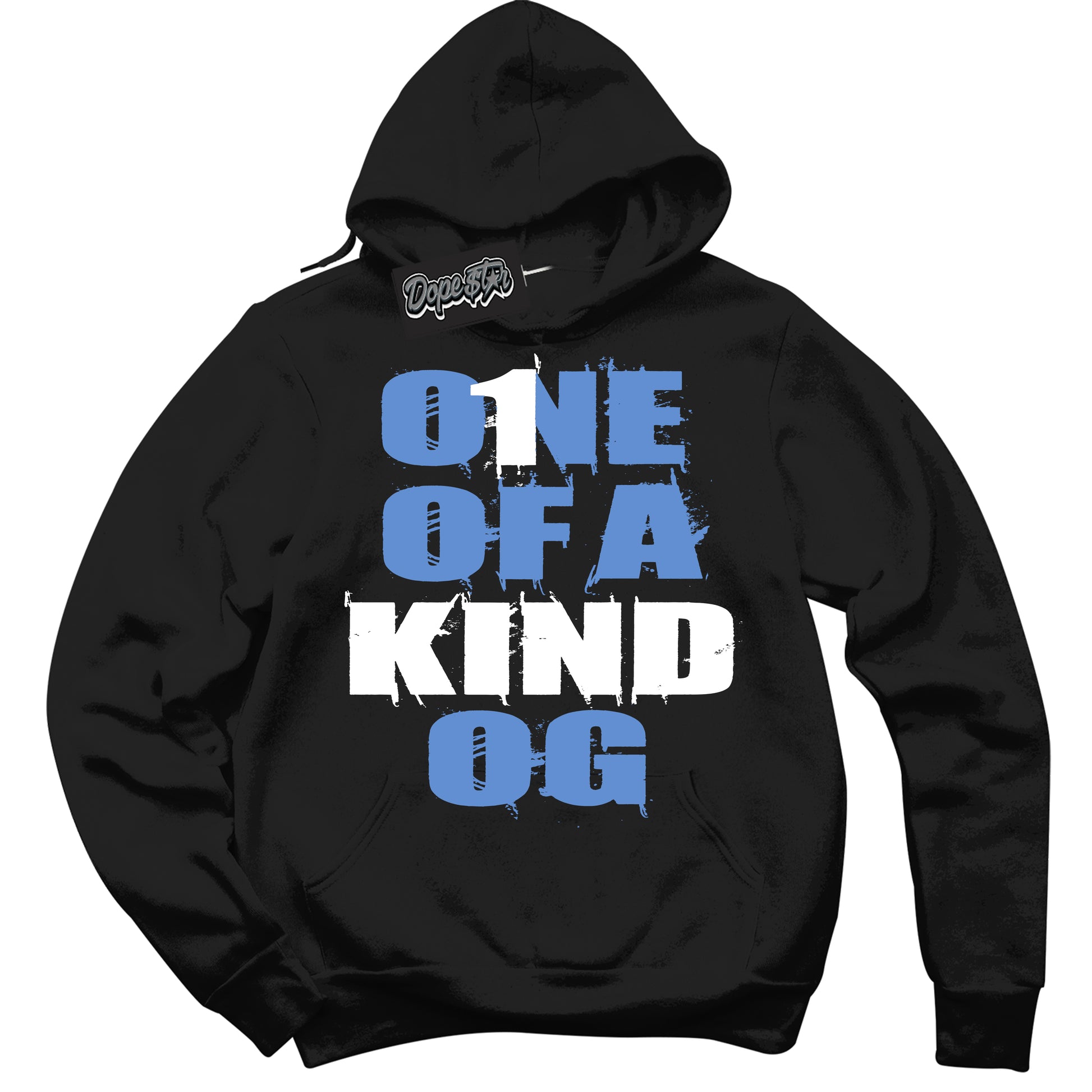 Cool Black Hoodie with “ One Of A Kind ”  design that Perfectly Matches Polar Blue Dunk.