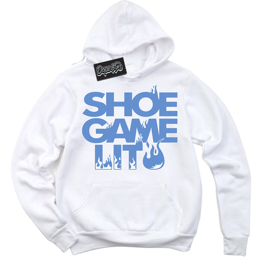 Cool White Hoodie with “ Shoe Game Lit ”  design that Perfectly Matches Polar Blue Dunk.