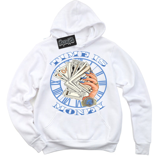 Cool White Hoodie with “ Time Is Money ”  design that Perfectly Matches Polar Blue Dunk.