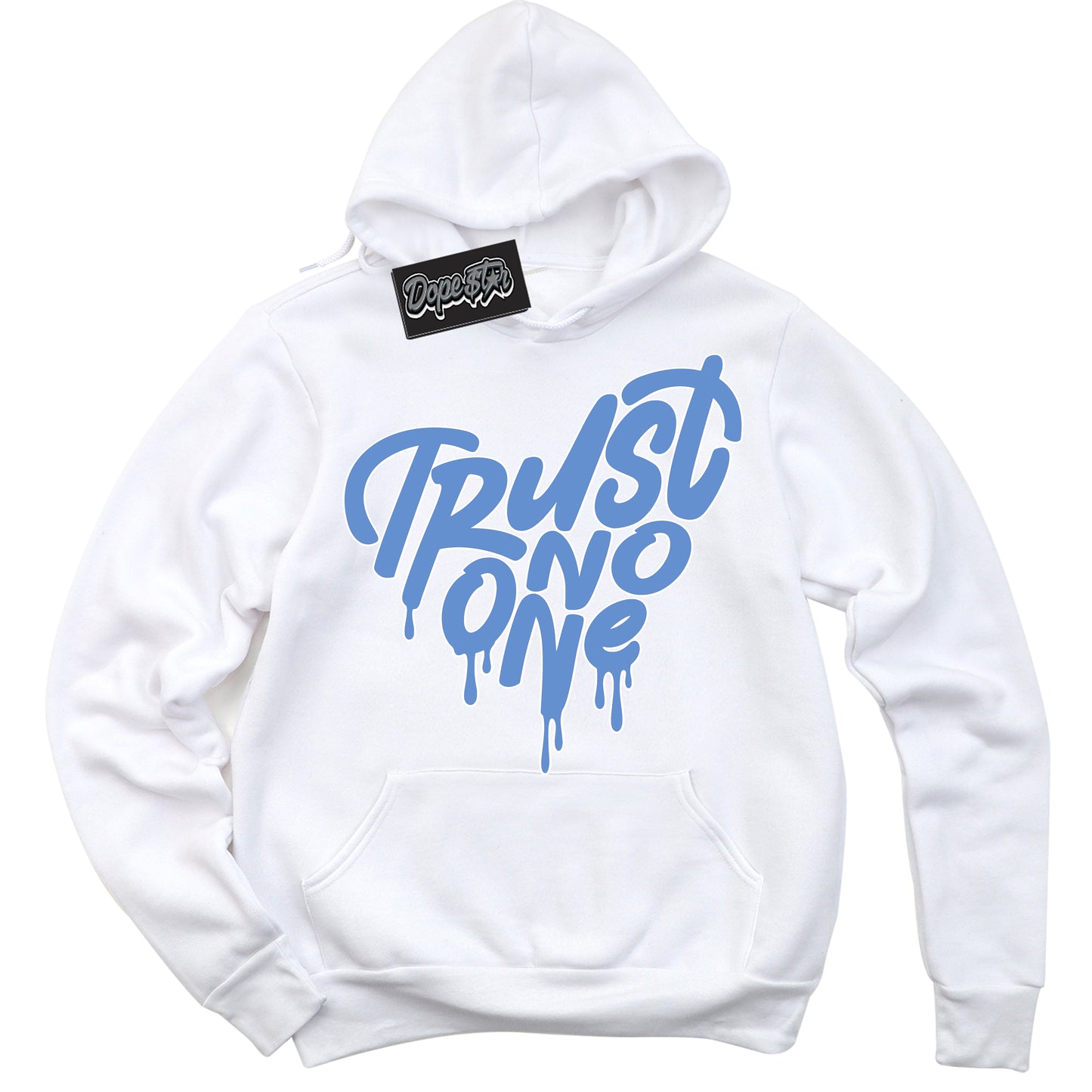 Cool White Hoodie with “ Trust No One Heart ”  design that Perfectly Matches Polar Blue Dunk.