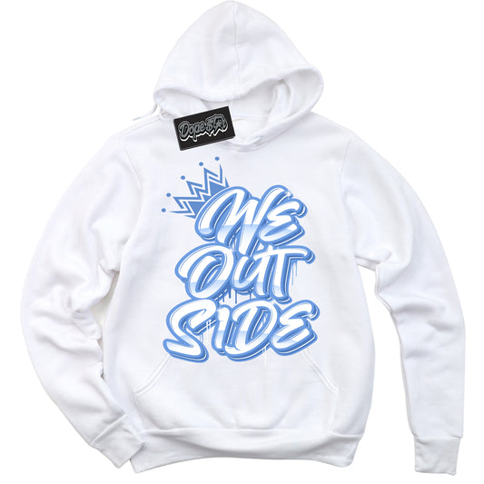 Cool White Hoodie with “ We Outside ”  design that Perfectly Matches Polar Blue Dunk.