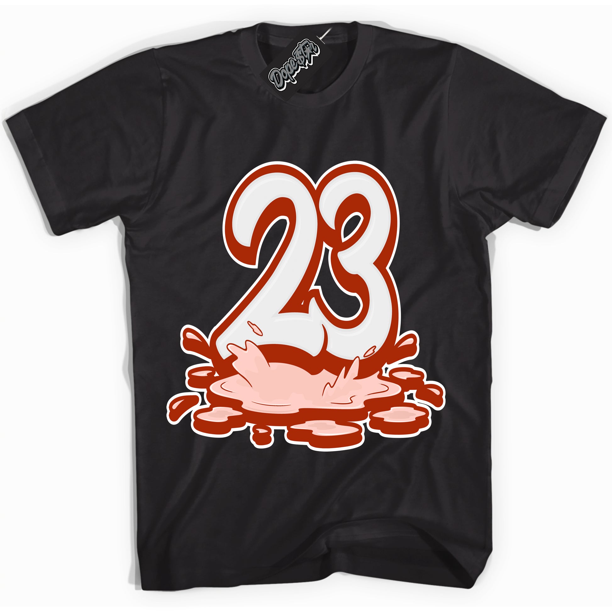 Cool Black Shirt with “23 Melting” design that perfectly matches Red Stardust Dunk.