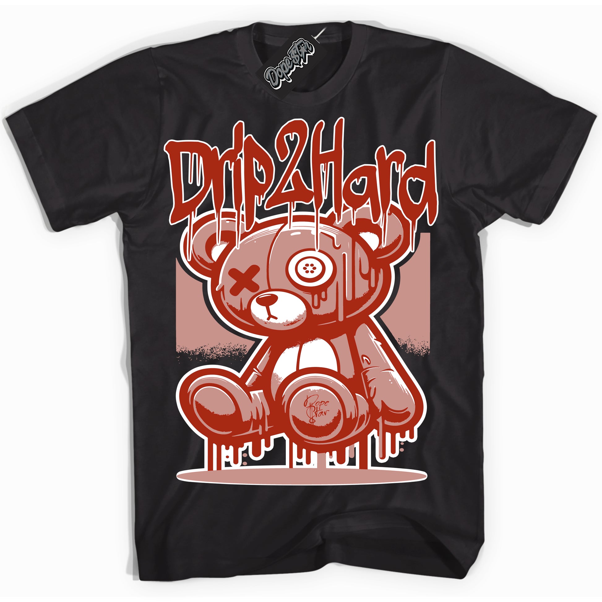 Cool Black Shirt with “ Drip 2 Hard” design that perfectly matches Red Stardust Dunk.