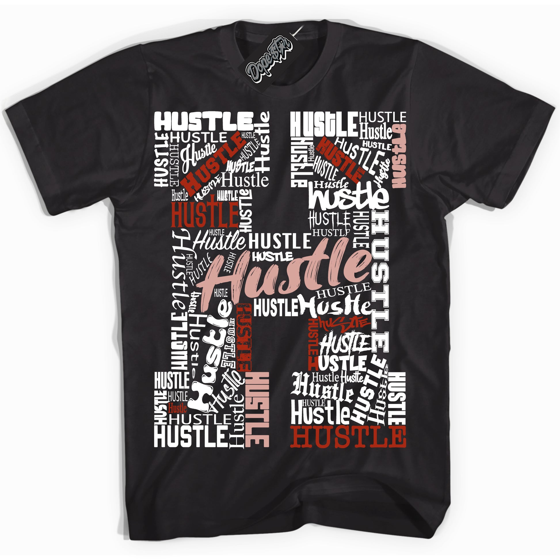 Cool Black Shirt with “ Hustle H” design that perfectly matches Red Stardust Dunk.