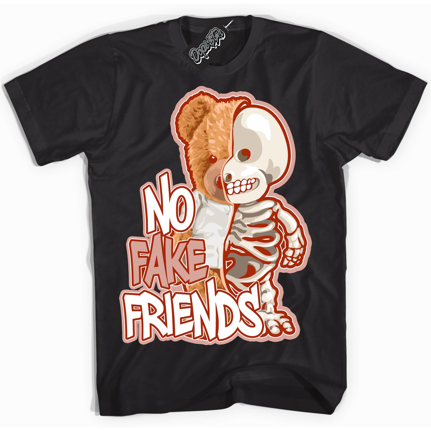 Cool Black Shirt with “ No Fake Friends” design that perfectly matches Red Stardust Dunk.