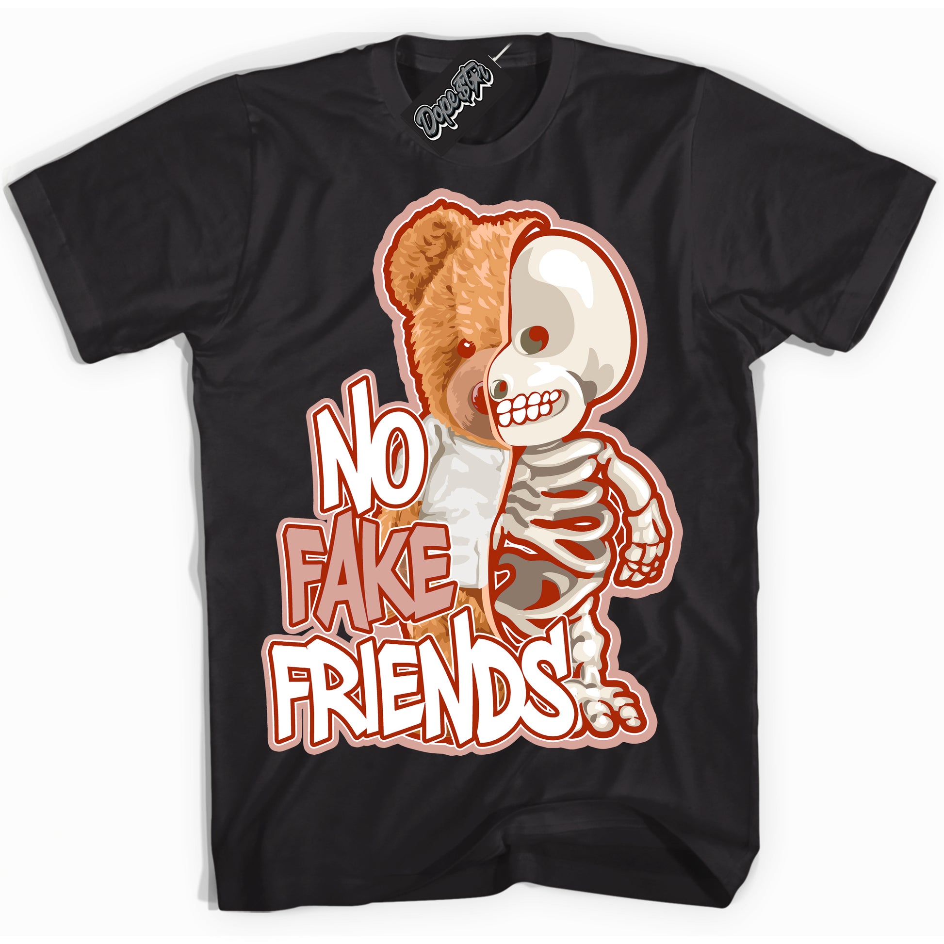 Cool Black Shirt with “ No Fake Friends” design that perfectly matches Red Stardust Dunk.