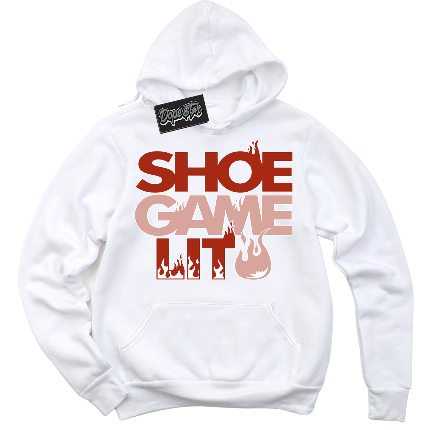 Cool White Hoodie with “ Shoe Game Lit” design that Perfectly Matches Red Stardust Dunk.