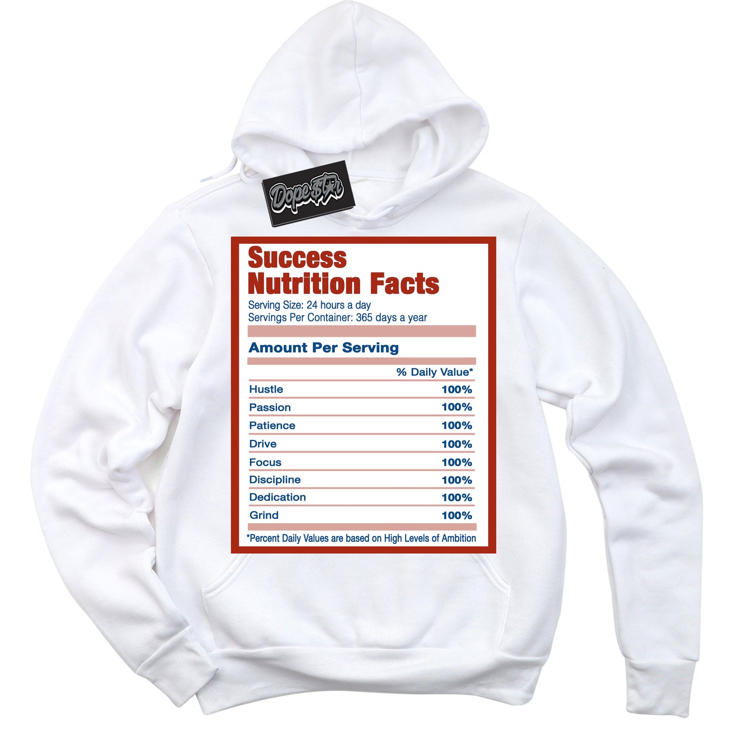 Cool White Hoodie with “ Success Nutrition” design that Perfectly Matches Red Stardust Dunk.