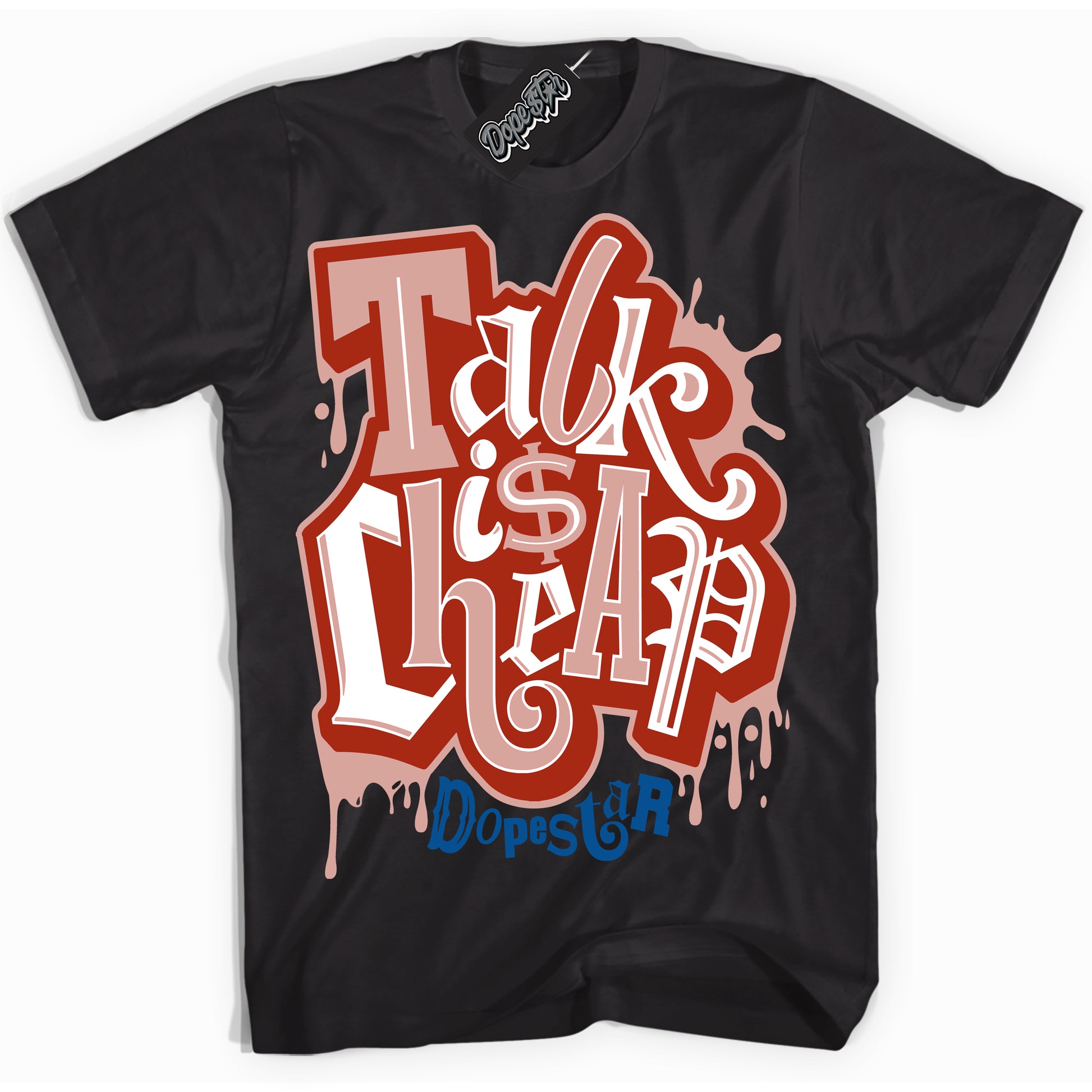 Cool Black Shirt with “Talk Is Cheap” design that perfectly matches Red Stardust Dunk.