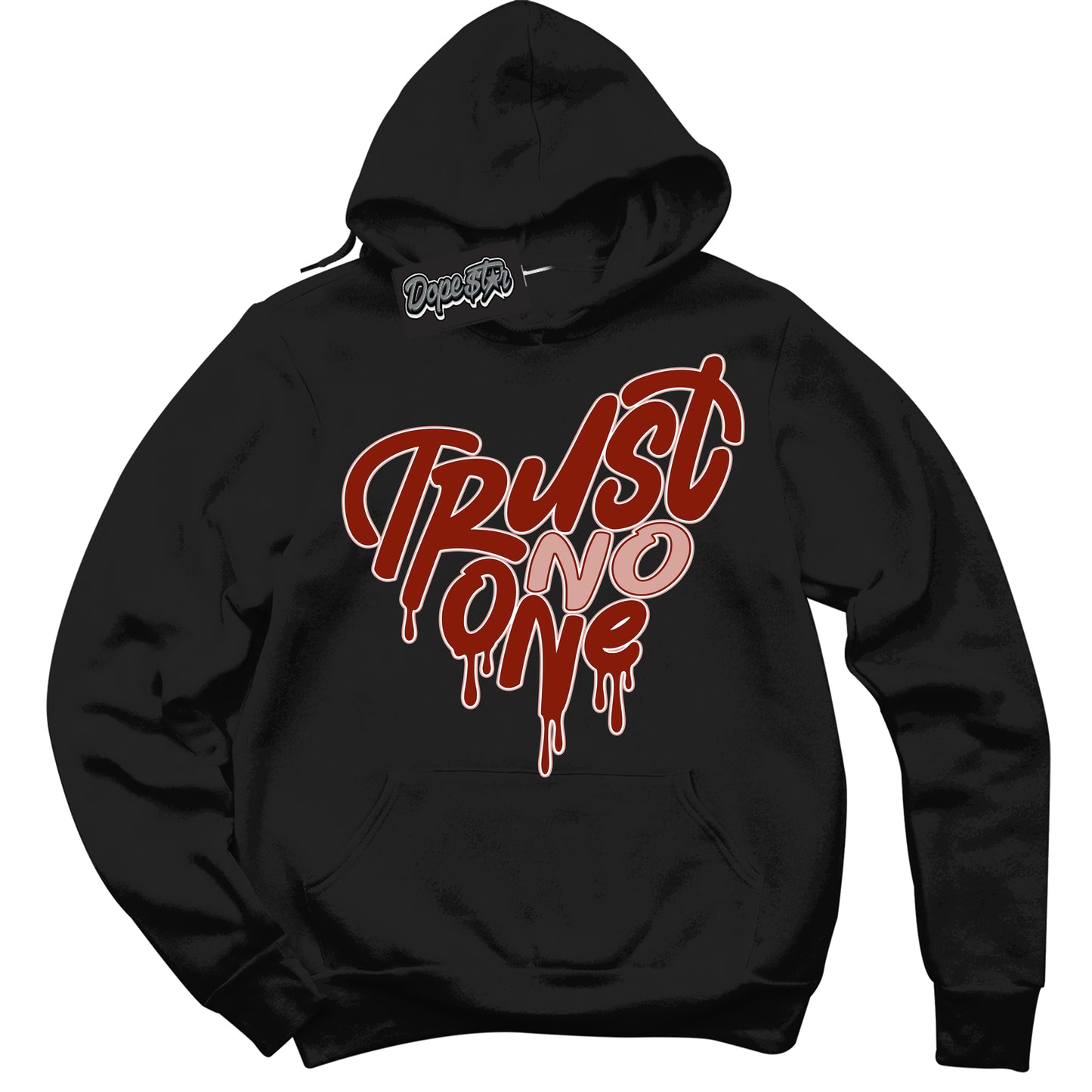 Cool Black Hoodie with “Trust No One Heart” design that Perfectly Matches Red Stardust Dunk.