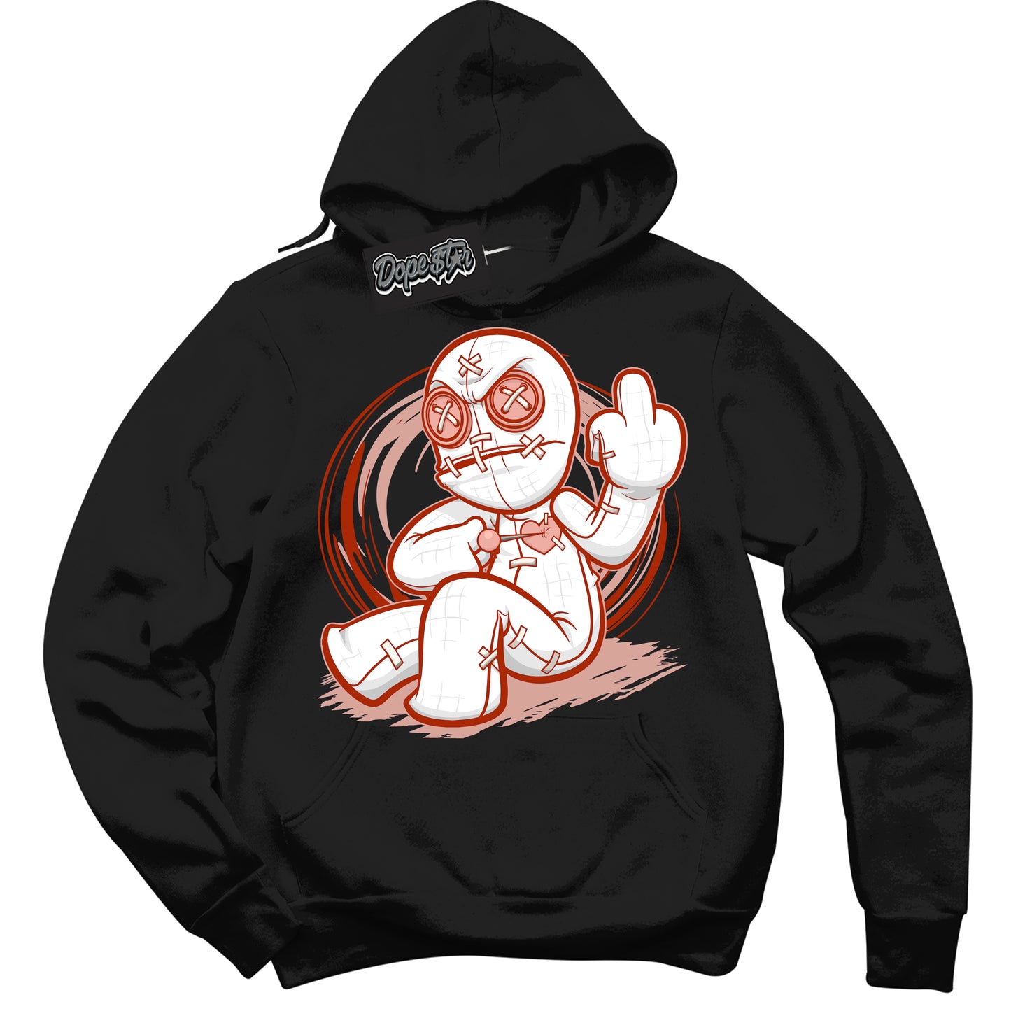 Cool Black Hoodie with “Voodoo Doll” design that Perfectly Matches Red Stardust Dunk.
