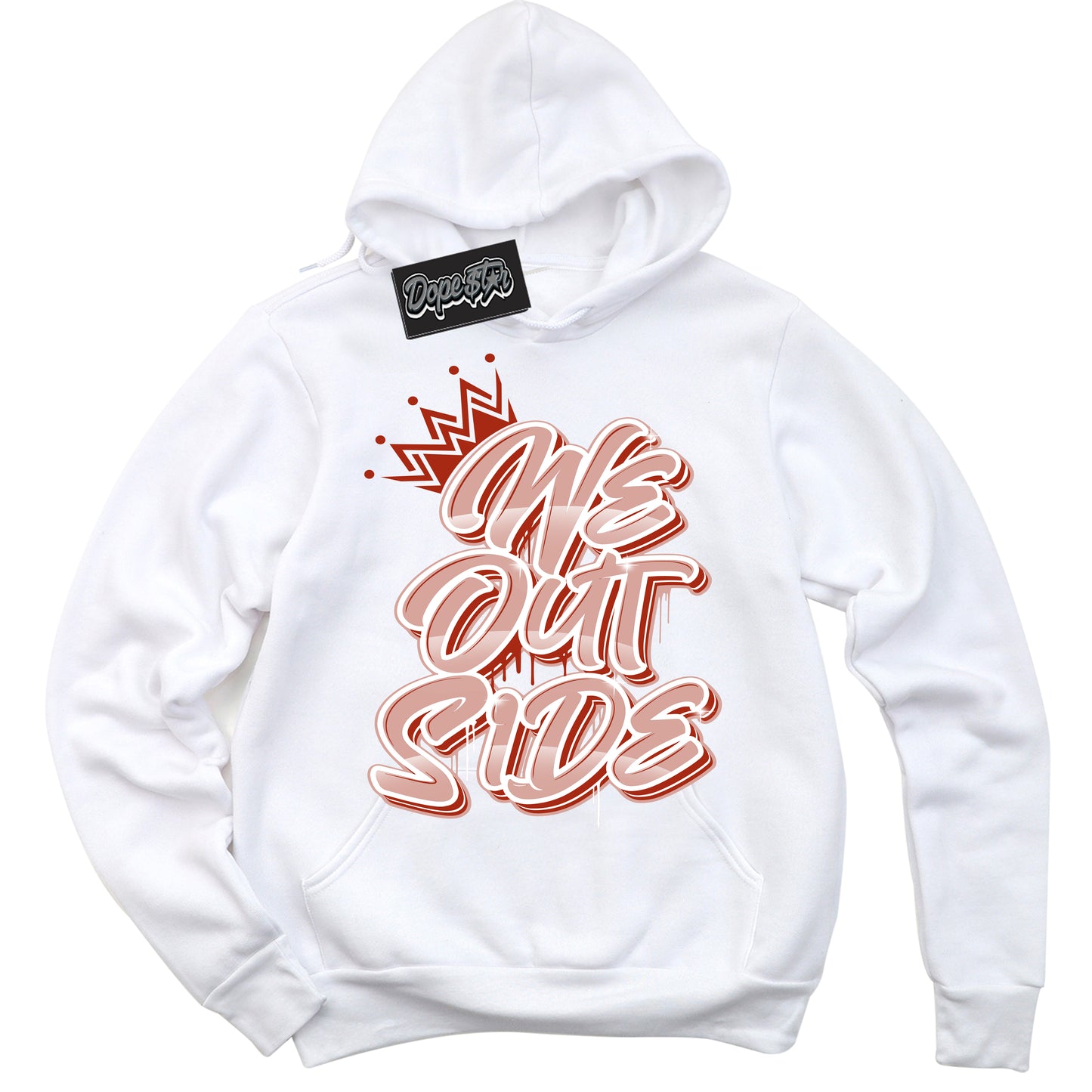 Cool White Hoodie with “We Outside” design that Perfectly Matches Red Stardust Dunk.