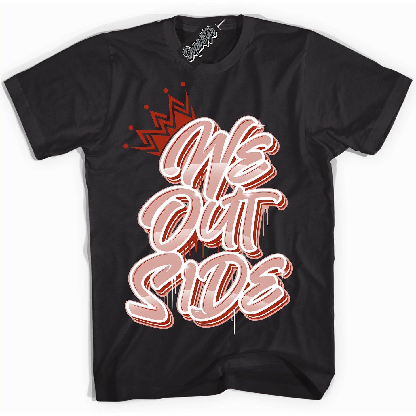 Cool Black Shirt with “We Outside” design that perfectly matches Red Stardust Dunk.