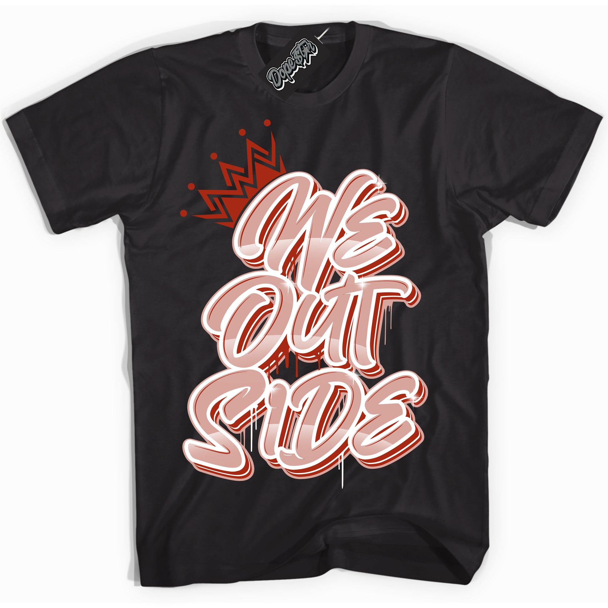 Cool Black Shirt with “We Outside” design that perfectly matches Red Stardust Dunk.