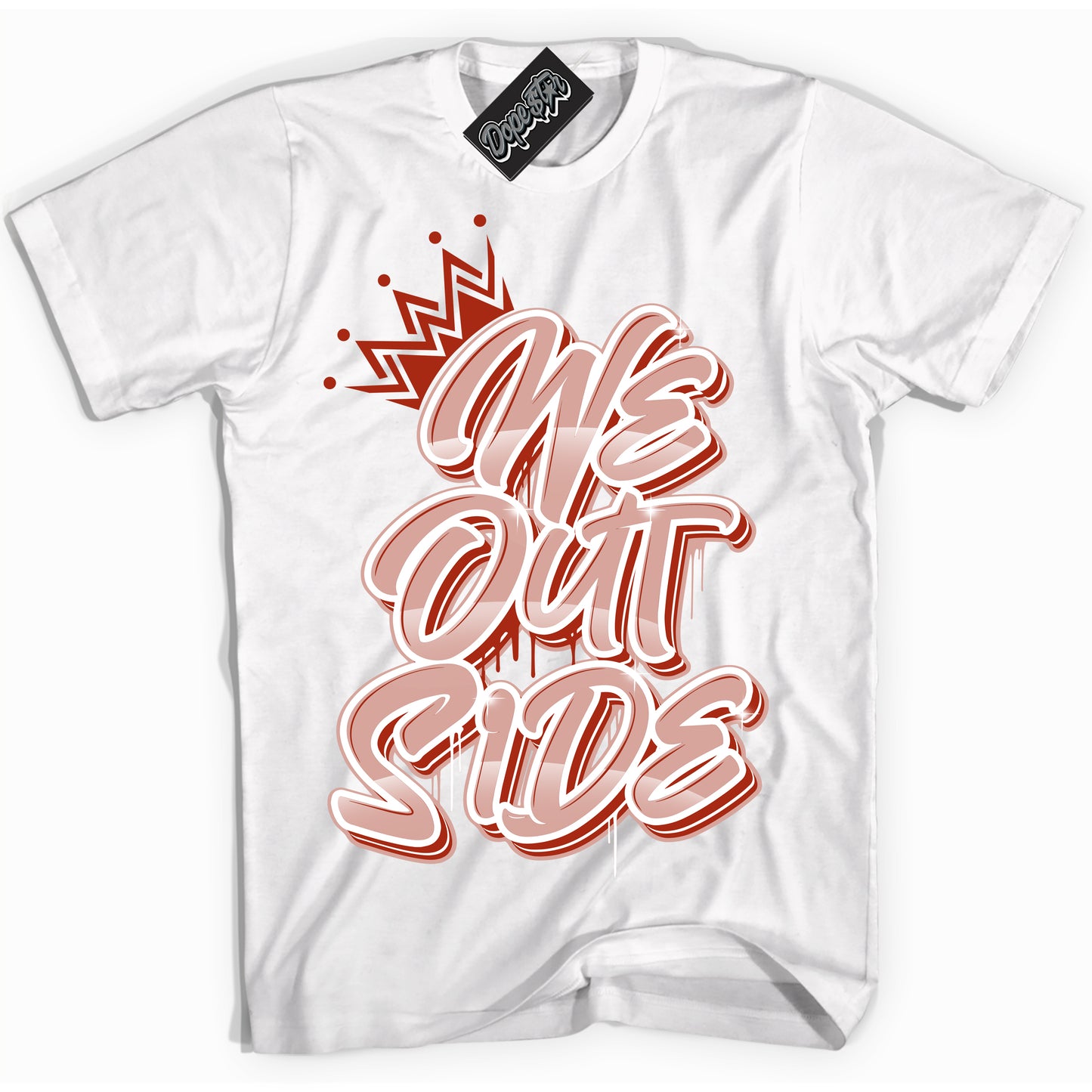 Cool White Shirt with “We Outside” design that perfectly matches Red Stardust Dunk.