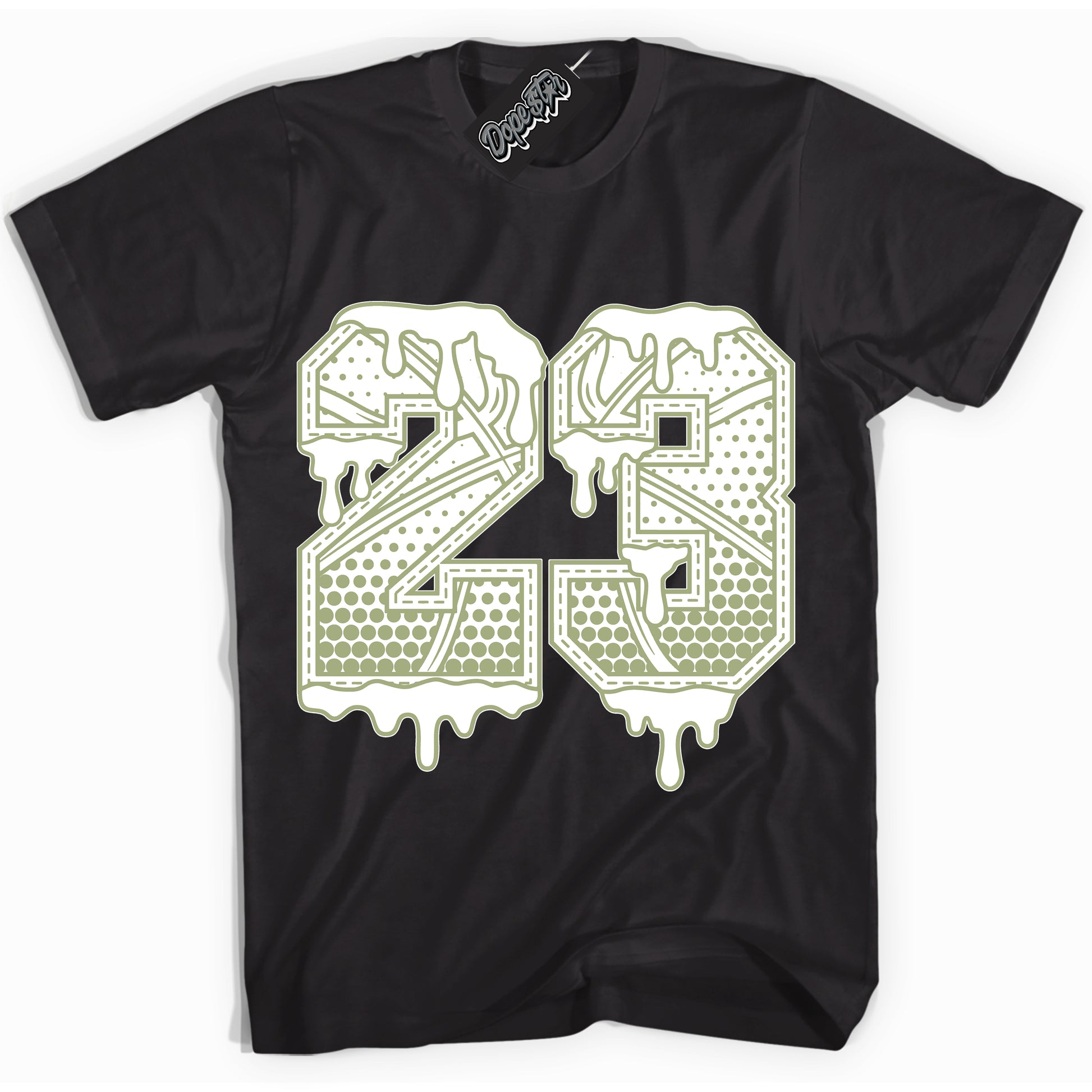 Cool Black Shirt with “23 Ball” design that perfectly matches Safari Oil Green Dunk.